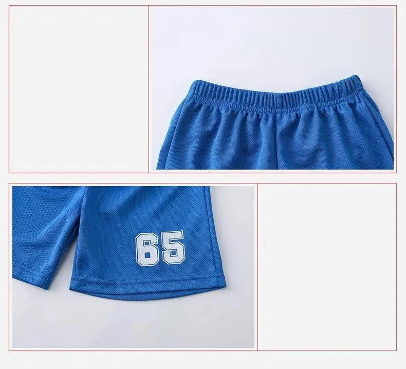 Boys Clothes Sets Summer Breathable Tracksuit Fashion Children's Sports Two Piece Set T-shirt + Shorts Suits - Boys Summer &