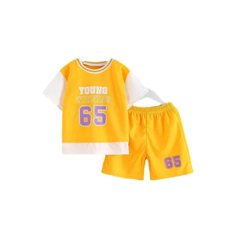 Boys Clothes Sets Summer Breathable Tracksuit Fashion Children's Sports Two Piece Set T-shirt + Shorts Suits - Boys Summer &