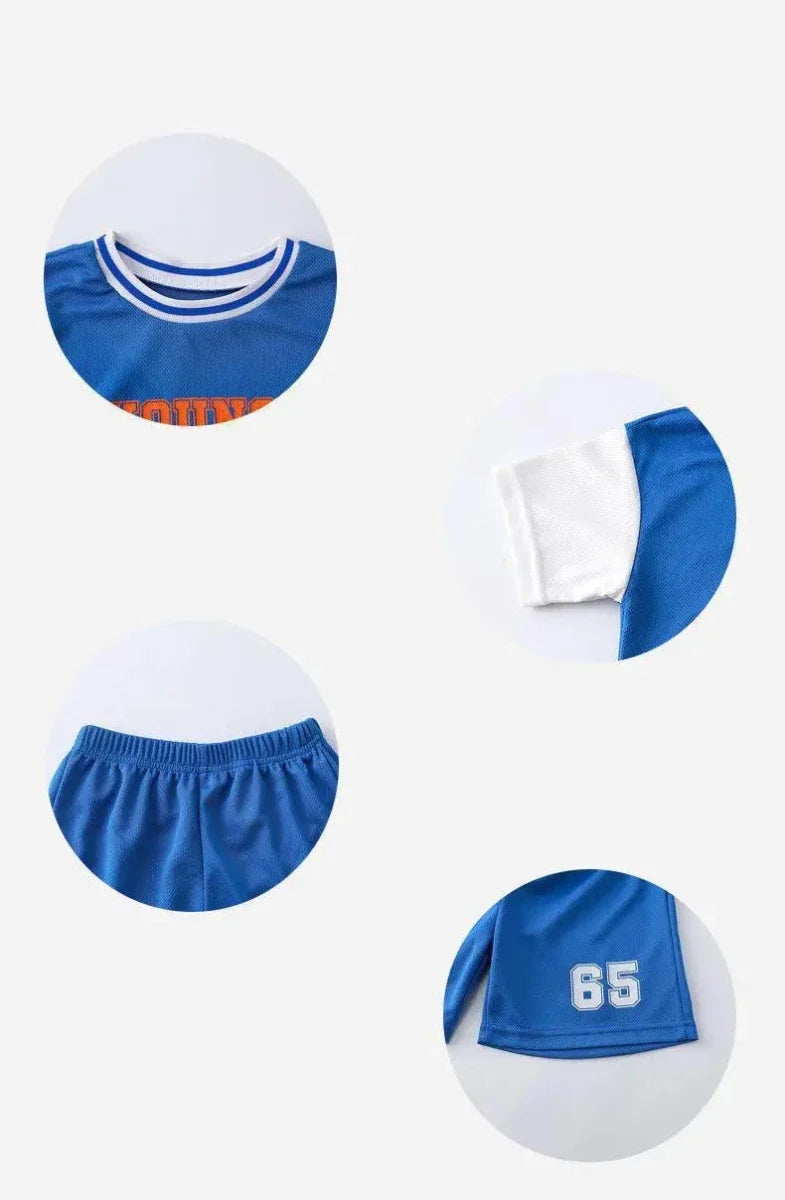 Boys Clothes Sets Summer Breathable Tracksuit Fashion Children's Sports Two Piece Set T-shirt + Shorts Suits - Boys Summer &