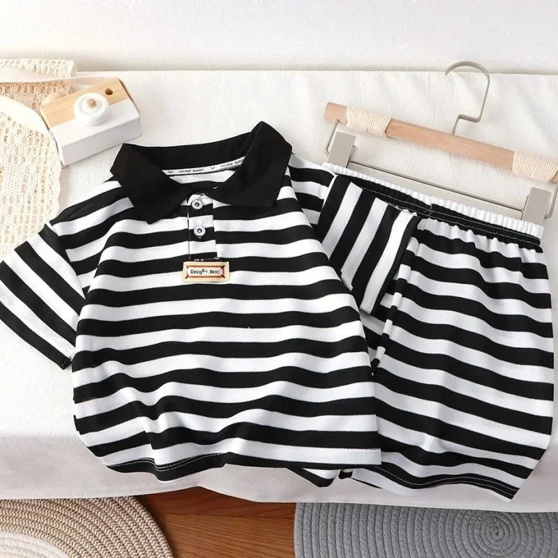 Boys Polo Shirts+Shorts Clothes Sets Summer Child Casual T-shirts Shorts 2pcs Sports Suit For Baby Tracksuits Kids Outfits