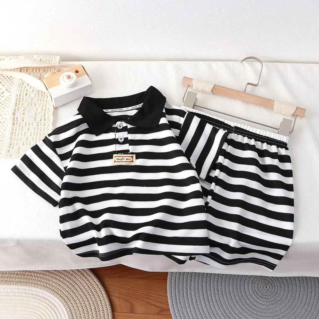 Boys Polo Shirts+Shorts Clothes Sets Summer Child Casual T-shirts Shorts 2pcs Sports Suit For Baby Tracksuits Kids Outfits