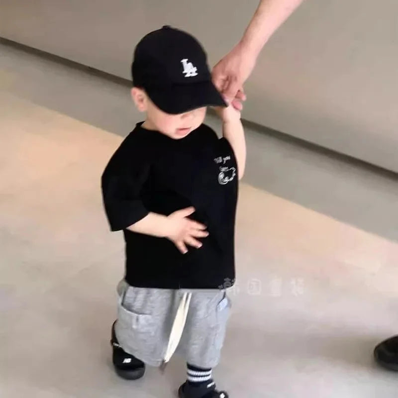 Boys Short Sleeved - Boys' Short Sleeved Pure Cotton Base Shirt Loose Breathable Handsome Letter Button Stylish - Boys