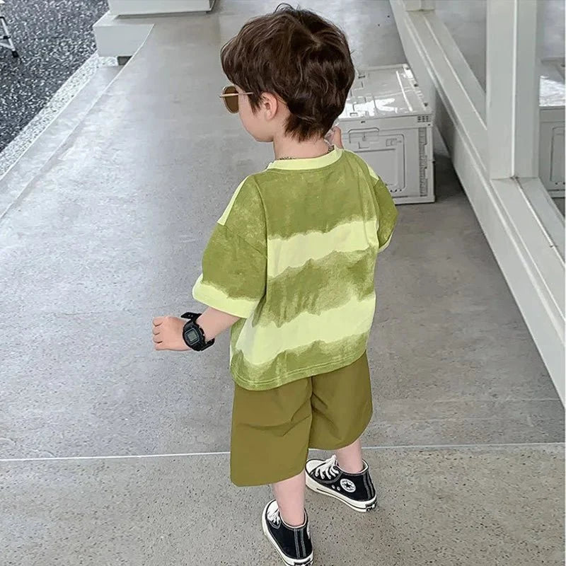 Boys Summer Clothes Set Camouflage Short Sleeve T-shirt + Cargo Shorts 2PCS Kids Casual Streetwear Outfit Two-piece set