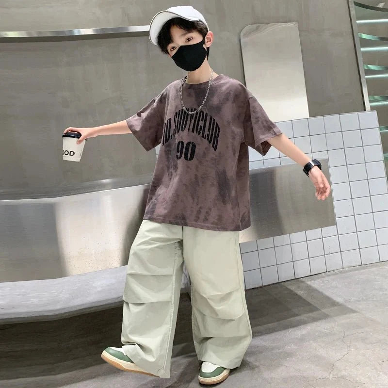 Boys Summer Clothing Set Children Casual Cotton Outfit Suit Brown Color Kids Cotton - Boys Summer & Party Dresses - Baby's