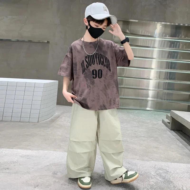 Boys Summer Clothing Set Children Casual Cotton Outfit Suit Brown Color Kids Cotton - Boys Summer & Party Dresses - Baby's