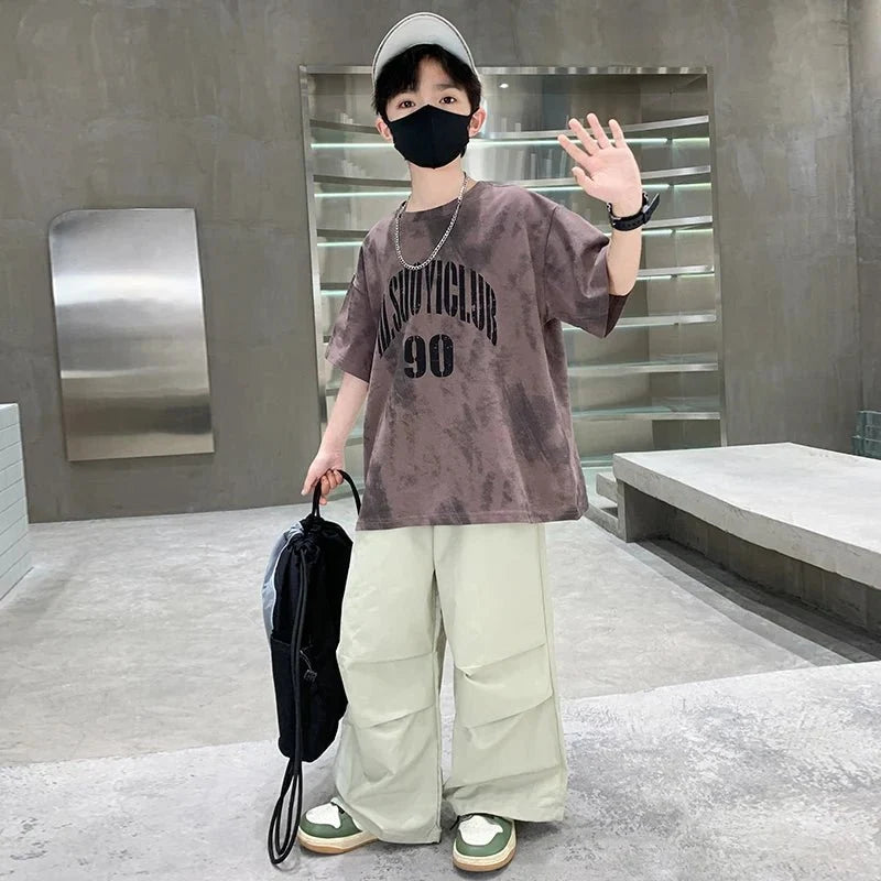 Boys Summer Clothing Set Children Casual Cotton Outfit Suit Brown Color Kids Cotton - Boys Summer & Party Dresses - Baby's
