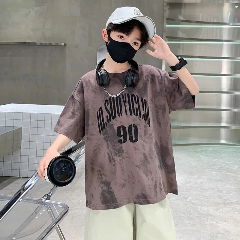 Boys Summer Clothing Set Children Casual Cotton Outfit Suit Brown Color Kids Cotton - Boys Summer & Party Dresses - Baby's
