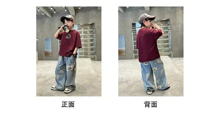 Boys Summer Outfit - Boys' Summer Outfit Sets New Style Children's Short Sleeved T-shirt Long Pants Two-piece Suits Big
