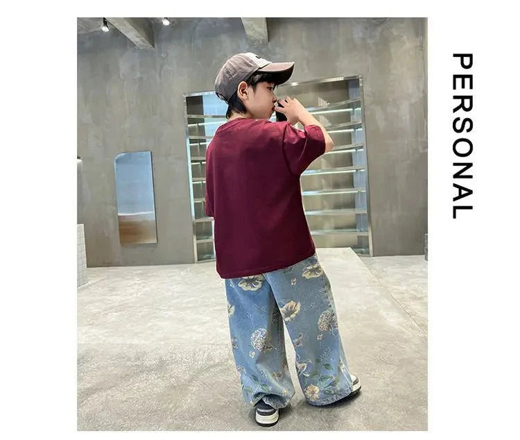 Boys Summer Outfit - Boys' Summer Outfit Sets New Style Children's Short Sleeved T-shirt Long Pants Two-piece Suits Big
