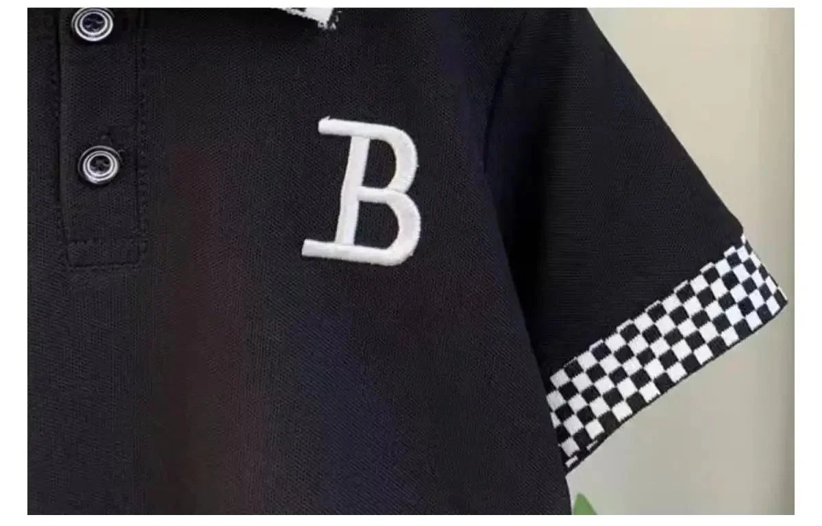 Boys Summer Polo Shirt Set New Children's Fashionable Short sleeved Boys and Babies Summer Clothing Two Piece Set Kids