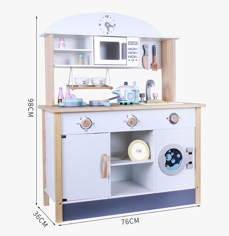 Danish Children's Pretend Play Kitchen Cooking Toy Set with Realistic Sound and Light, Refrigerator, and Wooden Stove…