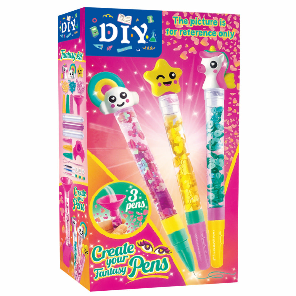 DIY Magic Quicksand Pen Cross-Border New Handmade Pen Set Children's Art Creative Educational Toy Gift - 3 pieces + color…