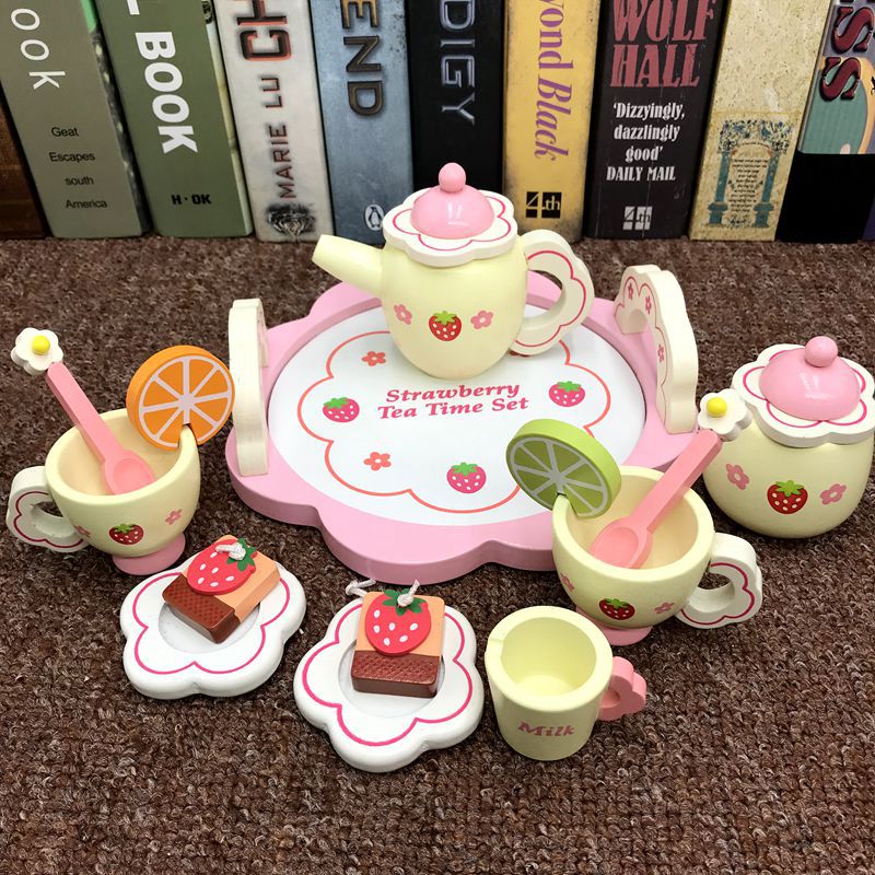 Girl's new year birthday gift simulation cake children's wooden cutting play house kitchen little Princess toy - image 3