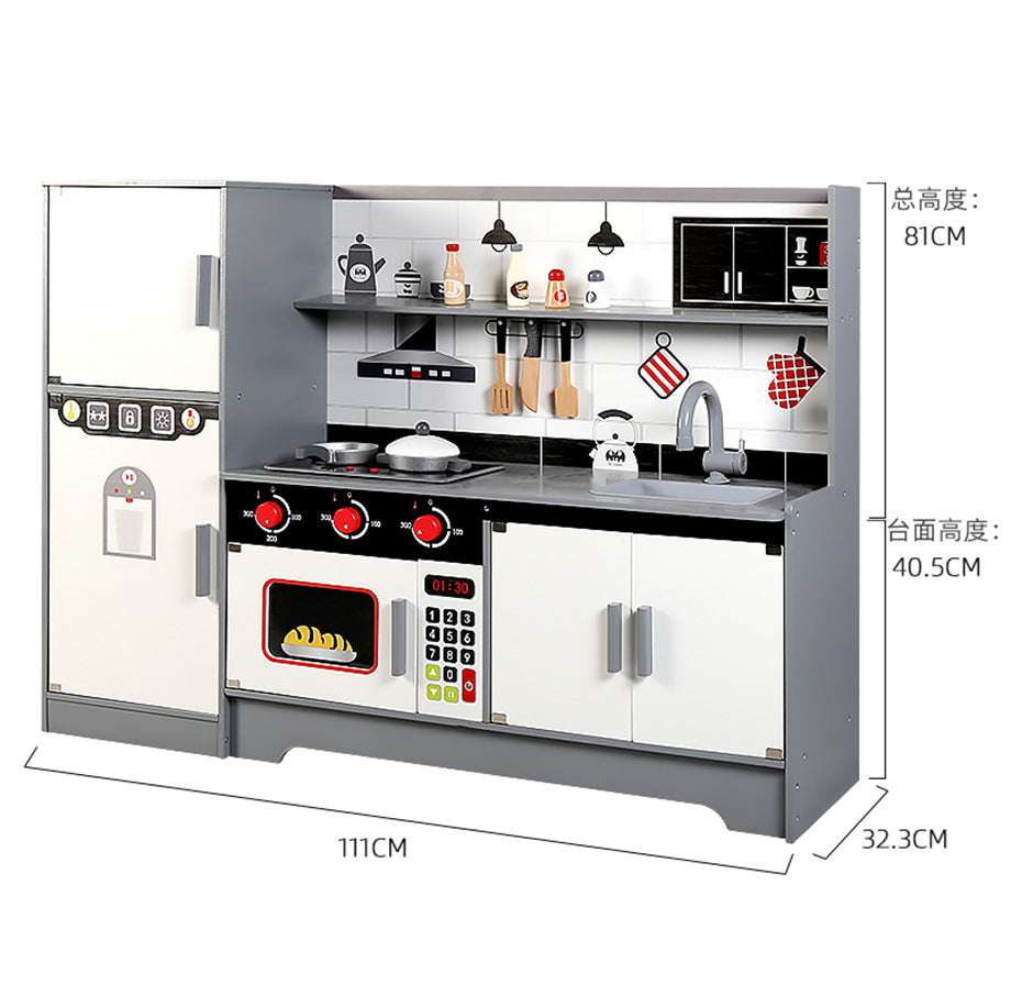 Danish Children's Pretend Play Kitchen Cooking Toy Set with Realistic Sound and Light, Refrigerator, and Wooden Stove…