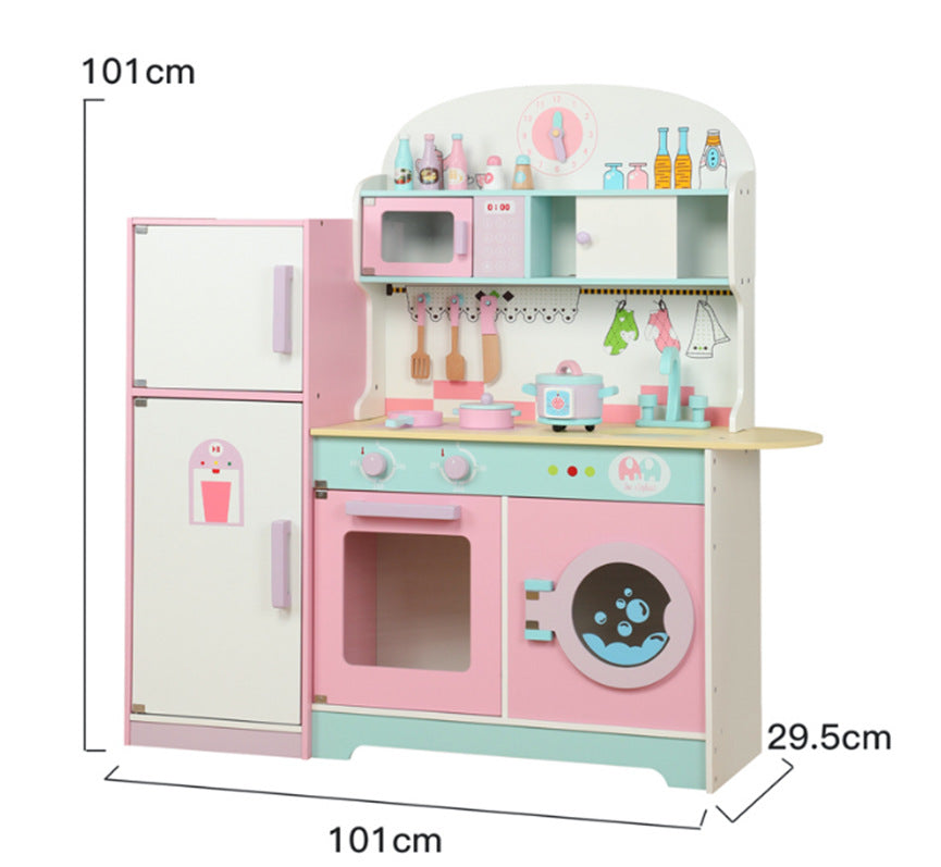 Danish Children's Pretend Play Kitchen Cooking Toy Set with Realistic Sound and Light, Refrigerator, and Wooden Stove…