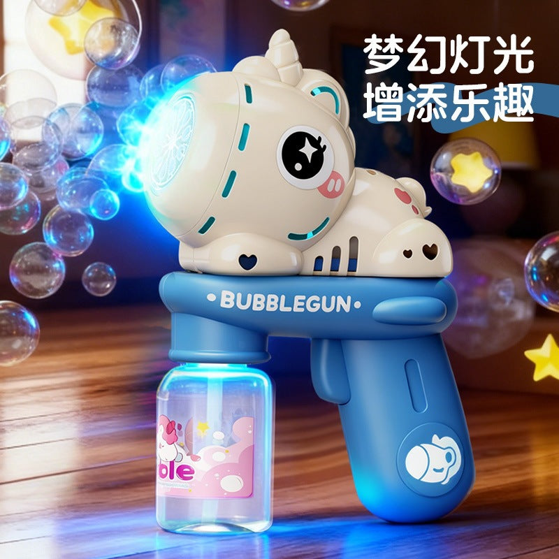 Upgraded Electric Cartoon Bubble Gun with One-Touch Bubble Release and Lights, Safe for Babies, Leak-Proof Outdoor Bubble…