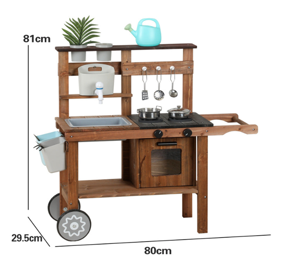 Danish Children's Pretend Play Kitchen Cooking Toy Set with Realistic Sound and Light, Refrigerator, and Wooden Stove…