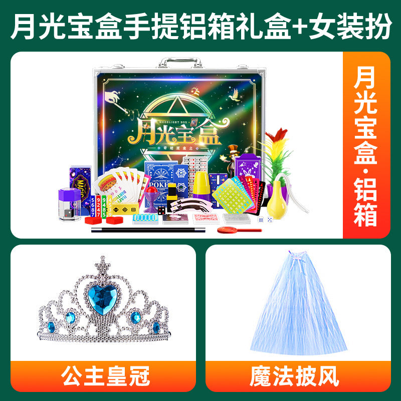 Children's Magic Prop Set Gift Box Small Toys Holiday Gift Performance Deluxe Birthday Gift for Girls - Green Moonlight…