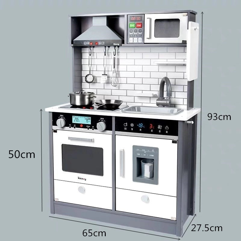 Danish Children's Pretend Play Kitchen Cooking Toy Set with Realistic Sound and Light, Refrigerator, and Wooden Stove…