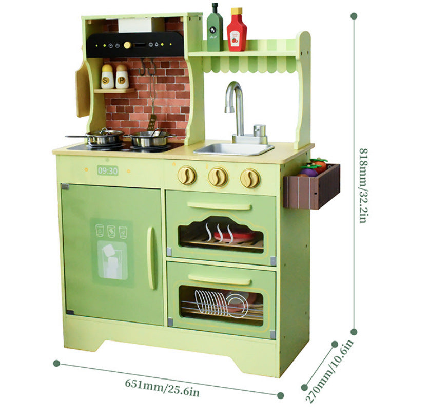 Danish Children's Pretend Play Kitchen Cooking Toy Set with Realistic Sound and Light, Refrigerator, and Wooden Stove…