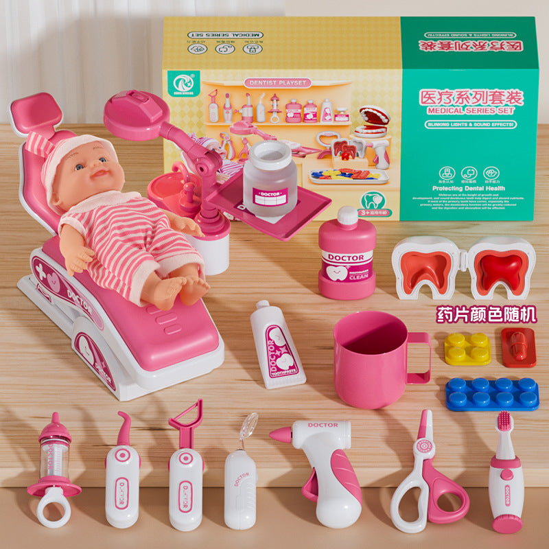 Children play house toys simulation dental doctor can water injection boys and girls toys suit - 5509-1 dental bed 20-piece…