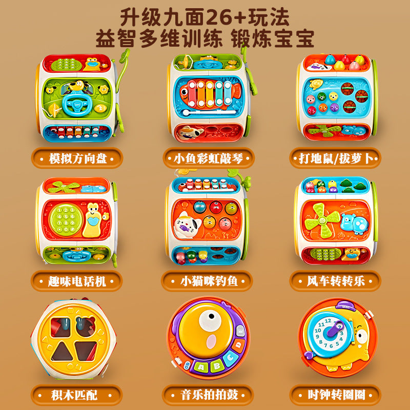 Cross-border Infant Polyhedron Hand-clapped Drum Baby Music Clap Drum Nine-sided Body Early Education Puzzle Toys for 0-3…