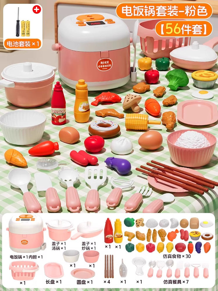 Children's Kitchen Cooking Toys Full Set of Simulated Fun Spray Multi-Functional Stove Baby Play House Cooking Gift - Pink…
