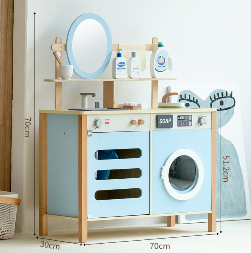 Danish Children's Pretend Play Kitchen Cooking Toy Set with Realistic Sound and Light, Refrigerator, and Wooden Stove…