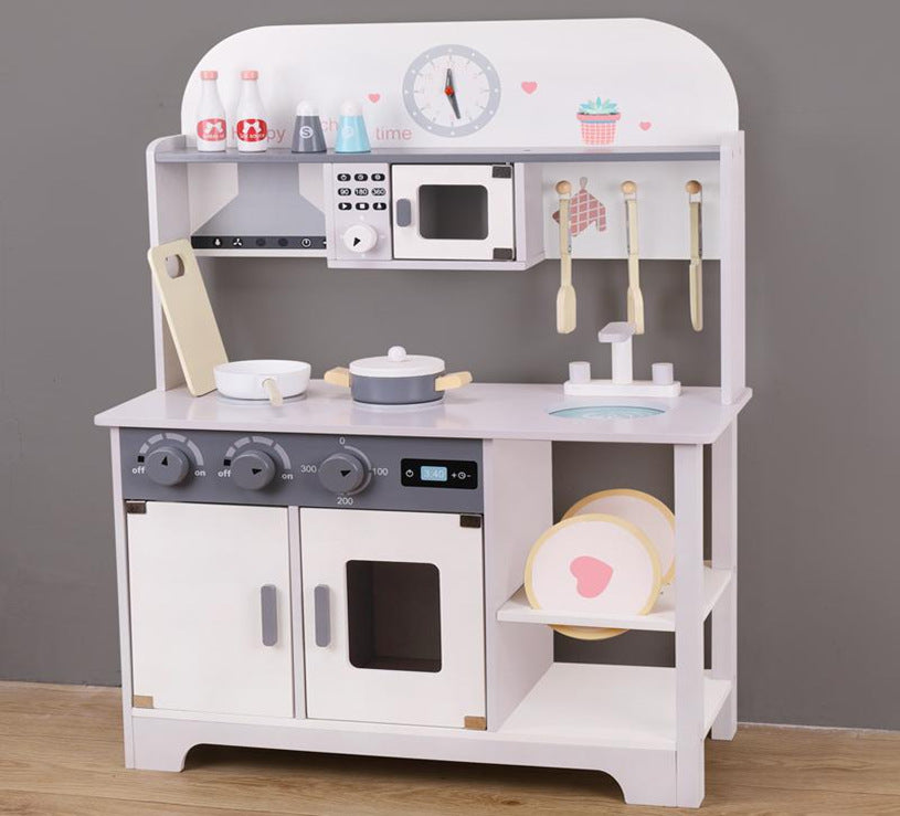 Danish Children's Pretend Play Kitchen Cooking Toy Set with Realistic Sound and Light, Refrigerator, and Wooden Stove…