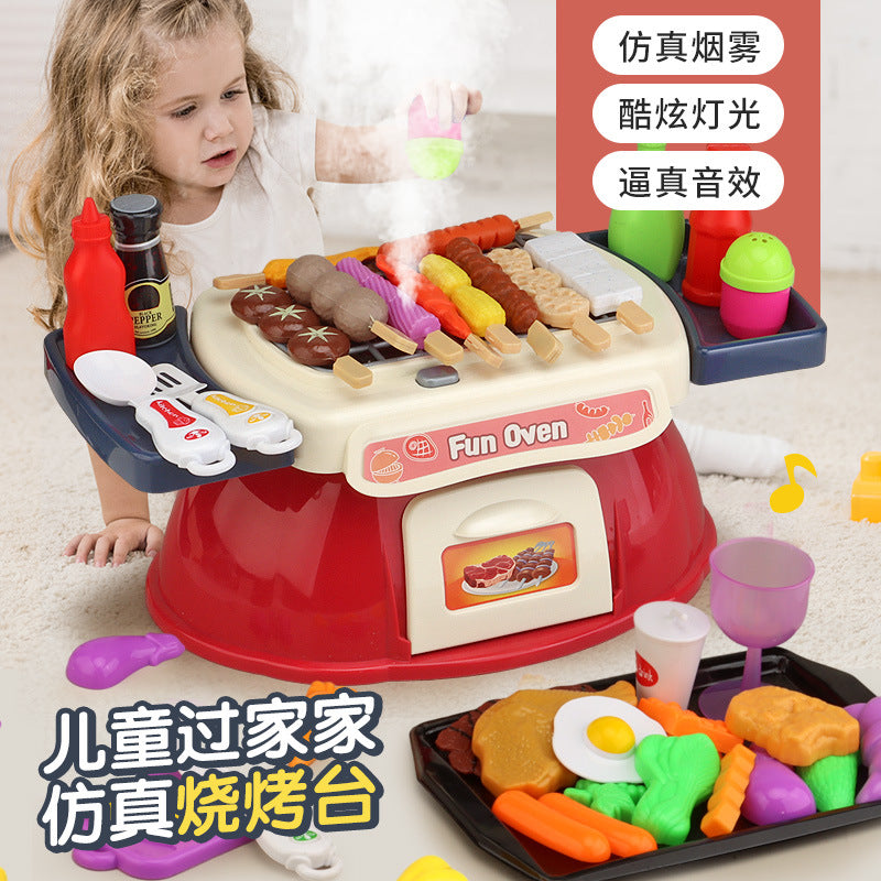 Children's Play House DIY Dining Table Kitchen Cooking Artificial Barbecue Table Skewers Baby 0-3 Years Old Educational…