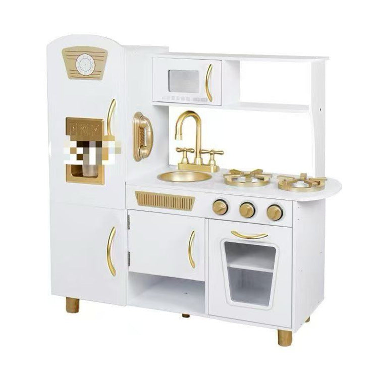 Danish Children's Pretend Play Kitchen Cooking Toy Set with Realistic Sound and Light, Refrigerator, and Wooden Stove…