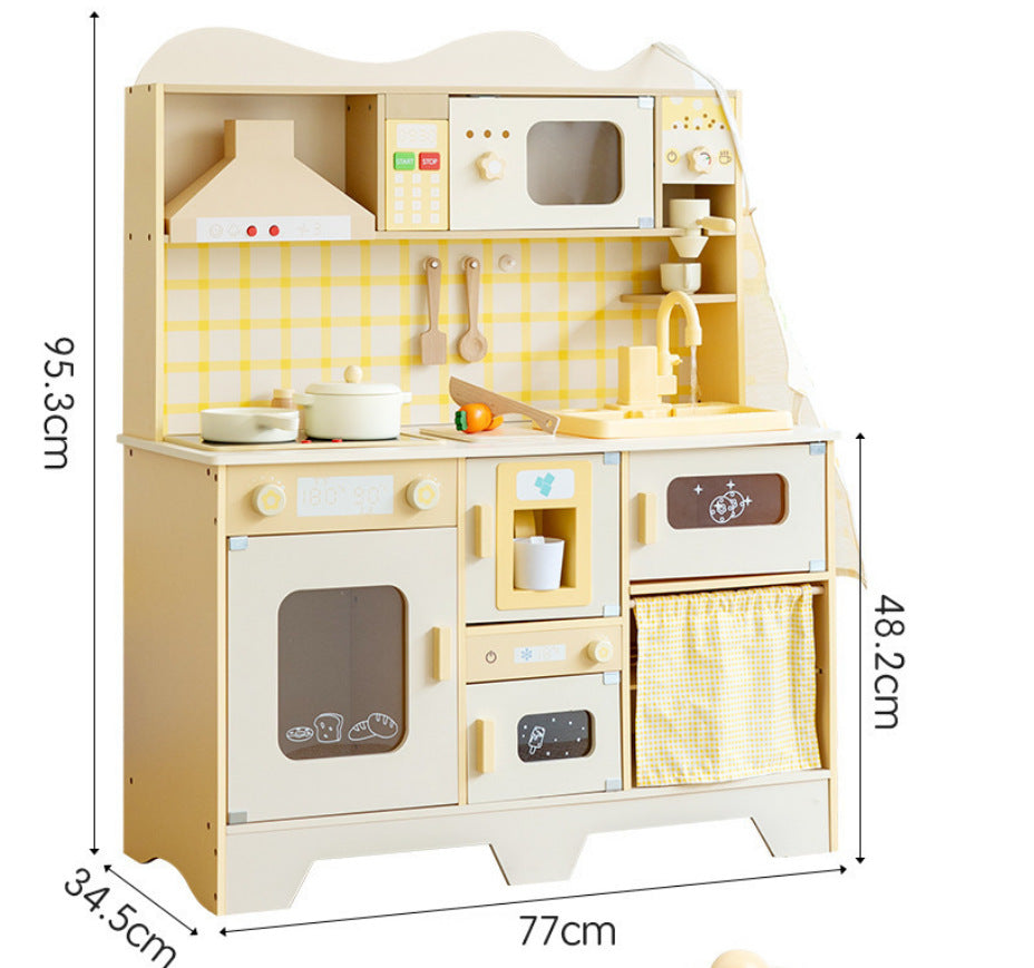 Danish Children's Pretend Play Kitchen Cooking Toy Set with Realistic Sound and Light, Refrigerator, and Wooden Stove…