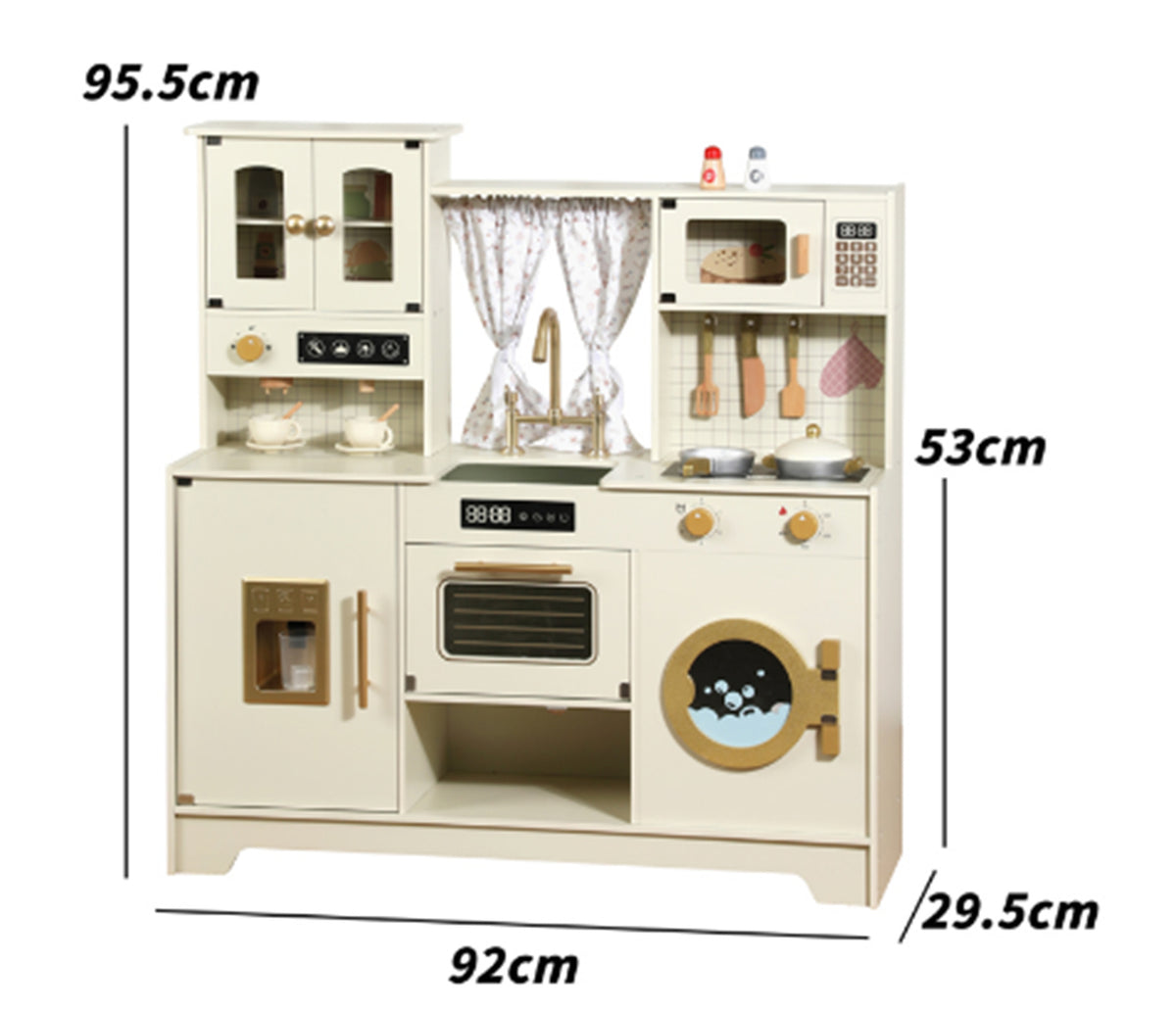 Danish Children's Pretend Play Kitchen Cooking Toy Set with Realistic Sound and Light, Refrigerator, and Wooden Stove…