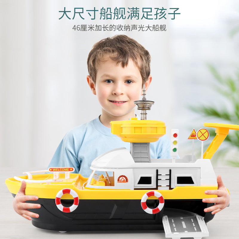 New Children's Large Inertia Storage Boat with Light Music Boys and Girls Baby Fire Police Car Toy Model - image 2