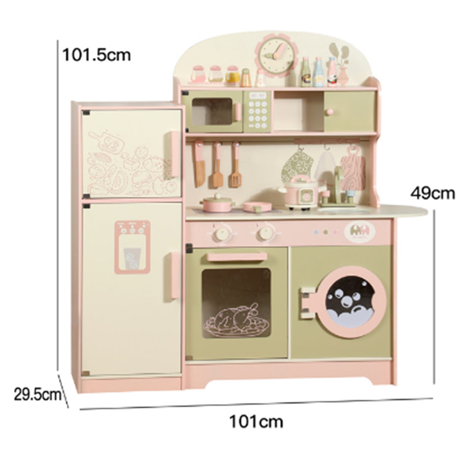 Danish Children's Pretend Play Kitchen Cooking Toy Set with Realistic Sound and Light, Refrigerator, and Wooden Stove…