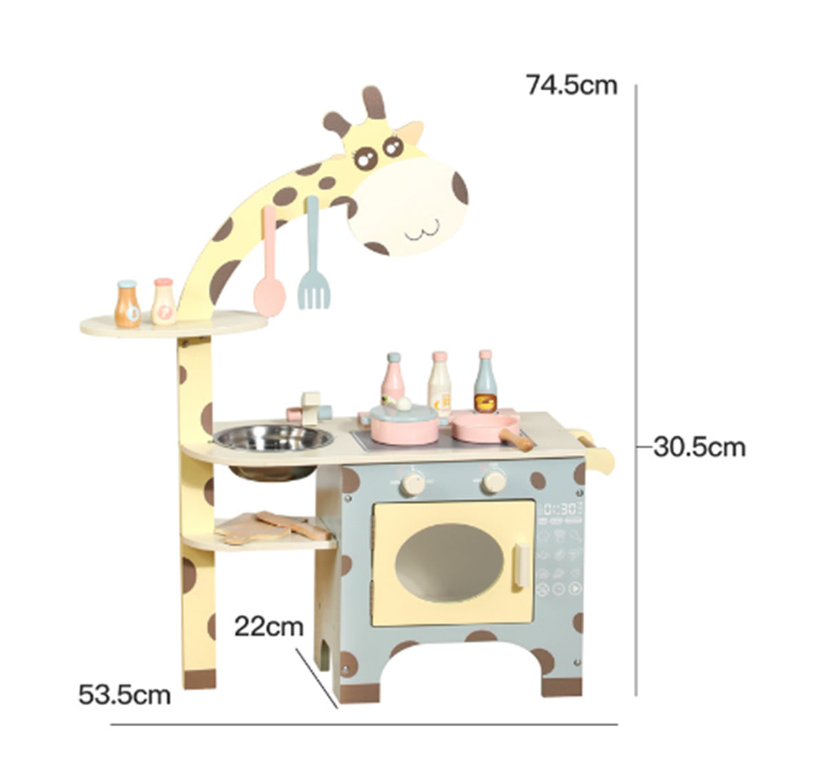 Danish Children's Pretend Play Kitchen Cooking Toy Set with Realistic Sound and Light, Refrigerator, and Wooden Stove…