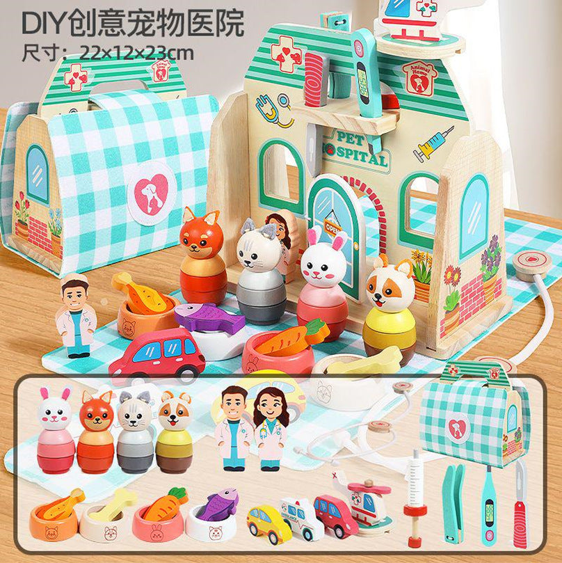 Danish Children's Pretend Play Kitchen Cooking Toy Set with Realistic Sound and Light, Refrigerator, and Wooden Stove - Pet…