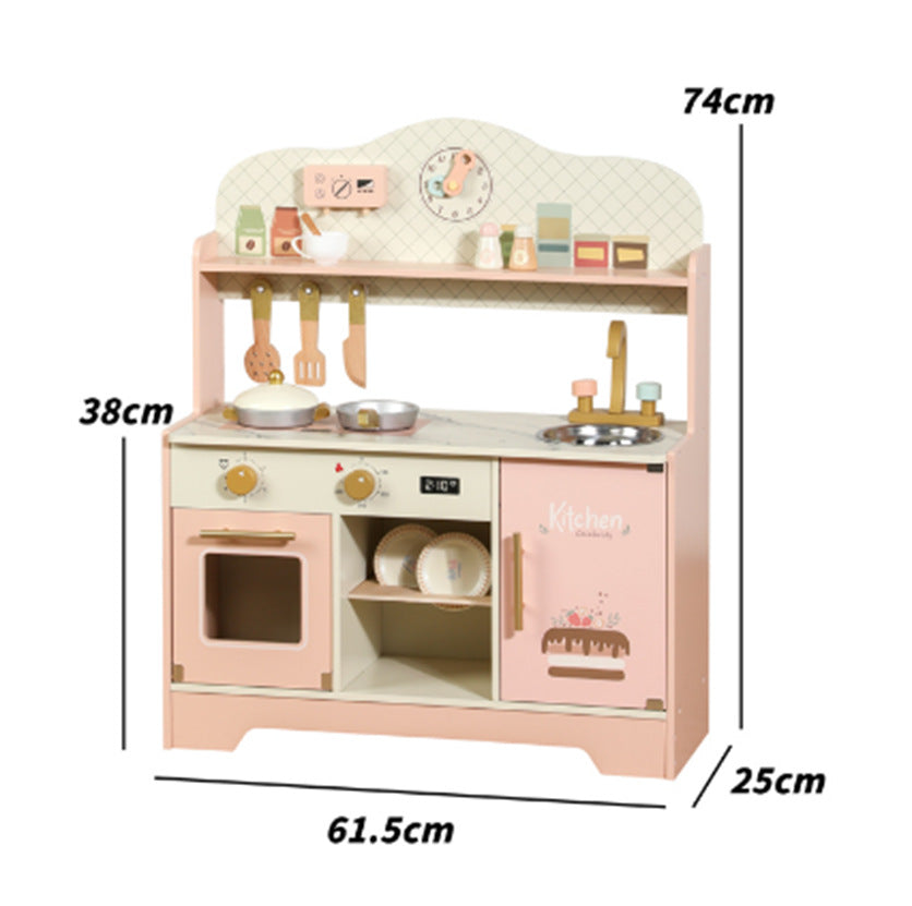 Danish Children's Pretend Play Kitchen Cooking Toy Set with Realistic Sound and Light, Refrigerator, and Wooden Stove…