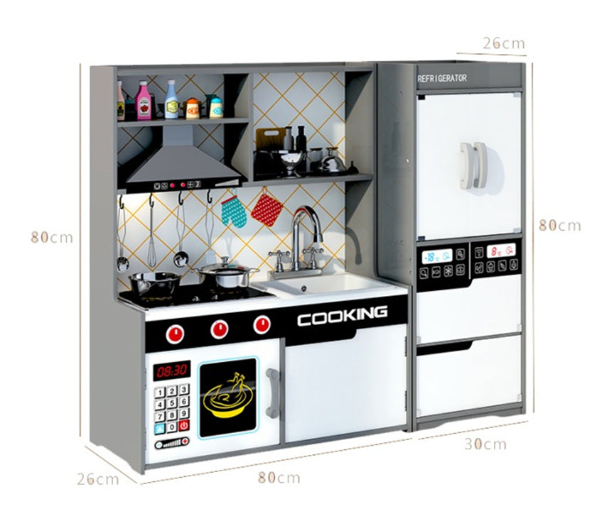 Danish Children's Pretend Play Kitchen Cooking Toy Set with Realistic Sound and Light, Refrigerator, and Wooden Stove…