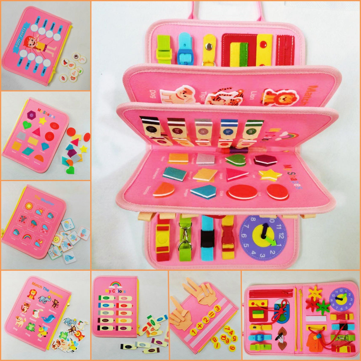 New Hot Cross-border Baby Early Education Schoolbag Felt Busy Board Educational Toys Children Felt Learning Board - Style…
