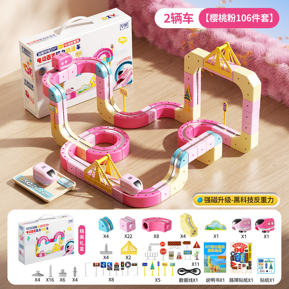 Children's Educational Electric Magnetic High-Speed Train Magic Track Cube DIY Magnetic Assembly Toy for Boys and Girls…