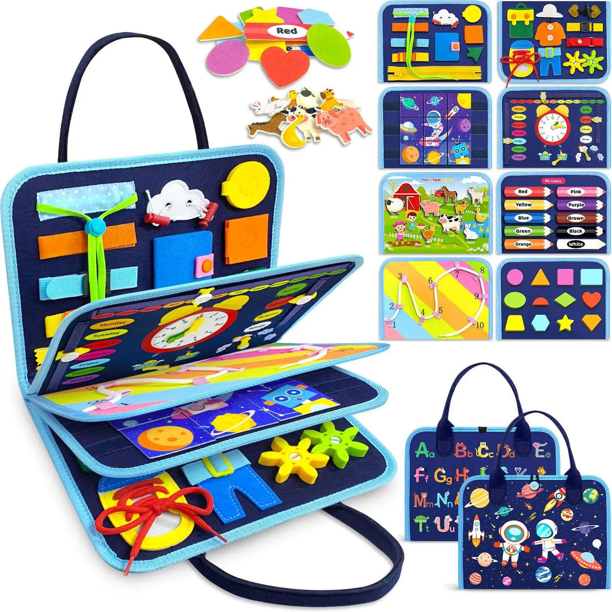 New Hot Cross-border Baby Early Education Schoolbag Felt Busy Board Educational Toys Children Felt Learning Board - Twenty…