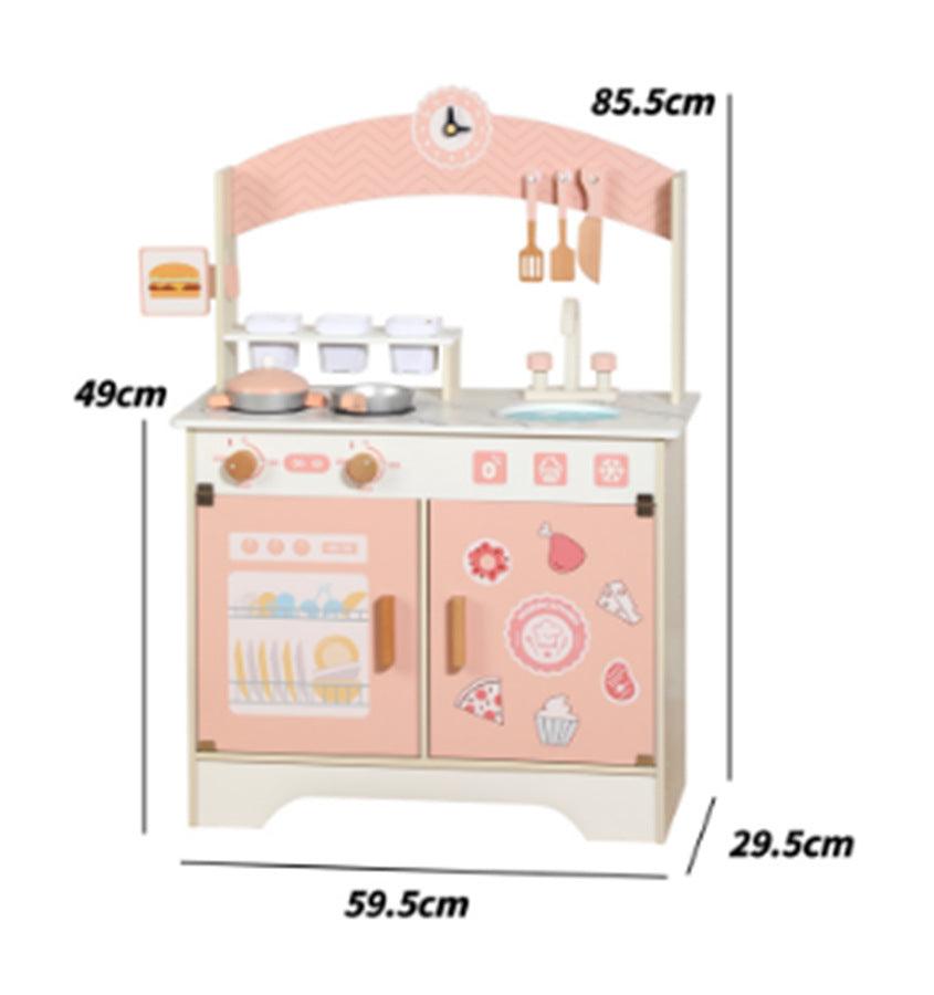 Danish Children's Pretend Play Kitchen Cooking Toy Set with Realistic Sound and Light, Refrigerator, and Wooden Stove…