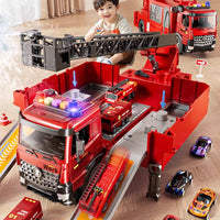 Hot-Selling Large Fire Truck Toy for Boys, Ladder Truck, Transforming Water Spray Children's Set, Car Toy for 2-3 Years Old, Wholesale