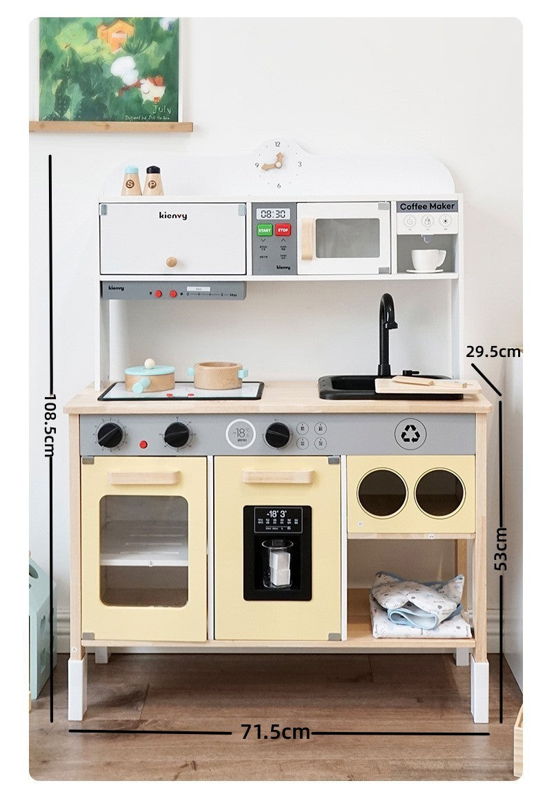 Danish Children's Pretend Play Kitchen Cooking Toy Set with Realistic Sound and Light, Refrigerator, and Wooden Stove…