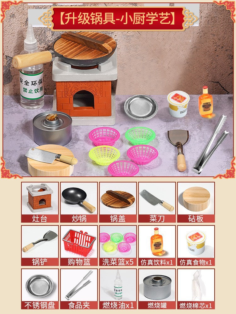 Children's mini kitchen toys can really cook house cooking wooden full set of simulation kitchenware suit manufacturers…