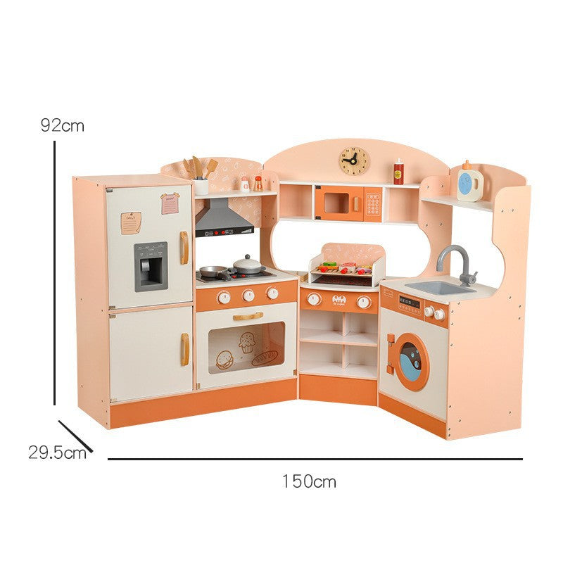 Danish Children's Pretend Play Kitchen Cooking Toy Set with Realistic Sound and Light, Refrigerator, and Wooden Stove…