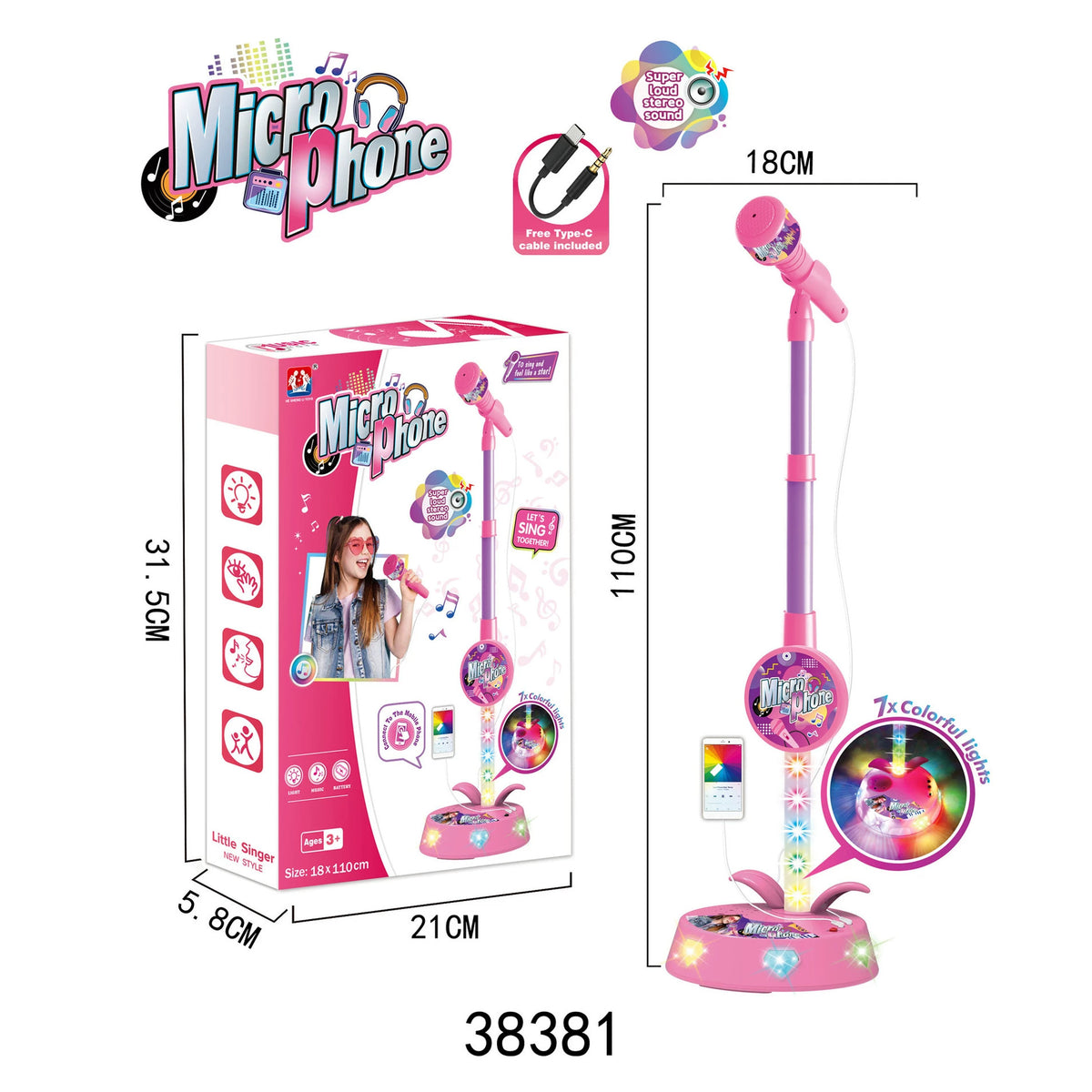 Amazon foreign trade children's microphone toys cool 5 lights boys and girls microphone play songs toys wholesale - image 3