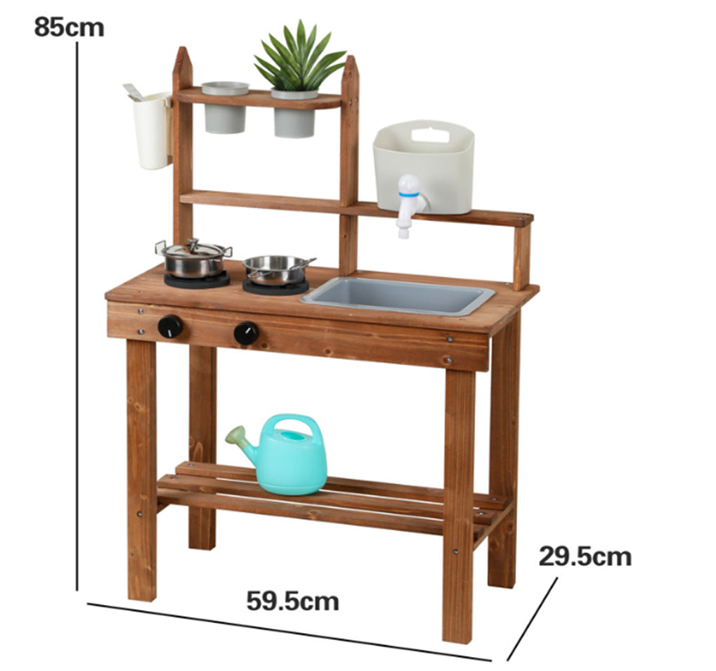 Danish Children's Pretend Play Kitchen Cooking Toy Set with Realistic Sound and Light, Refrigerator, and Wooden Stove…