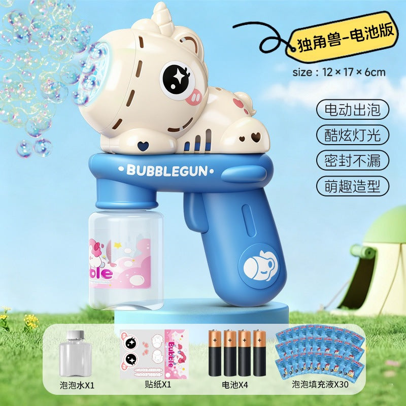 Upgraded Electric Cartoon Bubble Gun with One-Touch Bubble Release and Lights, Safe for Babies, Leak-Proof Outdoor Bubble…